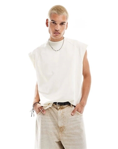 Объемная майка с петлями на спине и декоративными швами в цвете «кремовый» Asos design