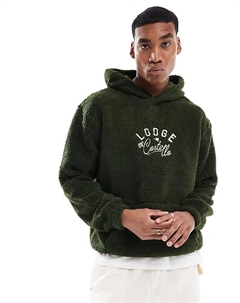 Толстовка свободного кроя с капюшоном из борга с вышивкой серого цвета Asos design