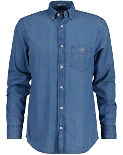 Джинсовая рубашка с вышитым логотипом, синий Gant