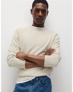 Джемпер из чистого хлопка с круглым вырезом, экрю Marks & spencer