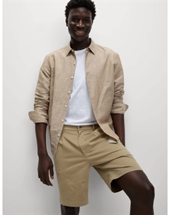 Шорты-чиносы с эластичной отделкой и одинарной складкой, цвет Toffee Marks & spencer