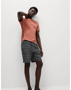 Пижамный комплект из чистого хлопка с принтом ананаса, темно-синий Marks & spencer