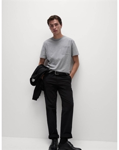 Футболка из чистого хлопка средней плотности с карманом, серый мергель Marks & spencer