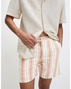 Полосатые шорты из чистого хлопка обычного кроя, цвет Burnt sienna Marks & spencer
