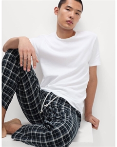 Домашние брюки из чистого хлопка в клетку, темно-синий Marks & spencer