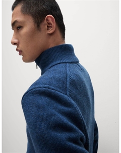 Джемпер из смеси овечьей шерсти с воротником-стойкой и застежкой-молнией на половину длины, цвет Light denim Marks & spencer