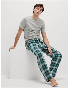 Домашние брюки из чистого хлопка в клетку, цвет Teal mix Marks & spencer