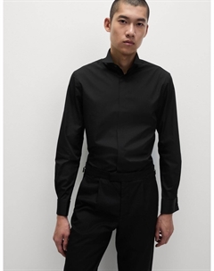 Рубашка облегающего кроя из хлопковой смеси, черный Marks & spencer