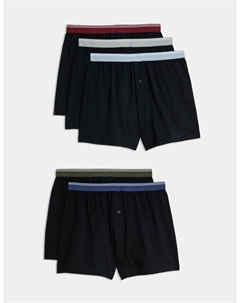 5 пар трусов-боксеров из чистого хлопка Cool & Fresh Jersey, черный Marks & spencer