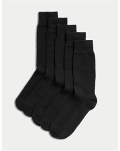 5 упаковок прохладных и свежих мягких носков, черный Marks & spencer