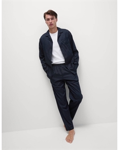 Пижамный комплект из чистого хлопка в горошек, темно-синий Marks & spencer