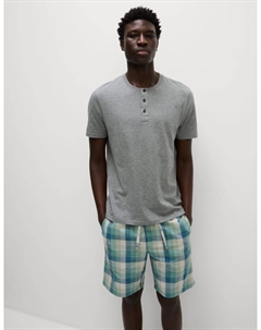 Пижамный комплект из чистого хлопка в клетку Ombre, серый Marks & spencer