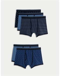 5 упаковок хлопковых трусов Cool & Fresh, синий Marks & spencer