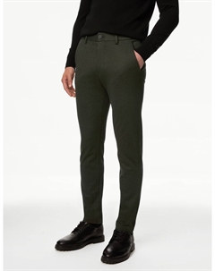Брюки-чиносы Slim Fit Stretch Ponte, темный хаки Marks & spencer