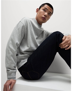 Толстовка свободного покроя с круглым вырезом из хлопка, средний серый Marks & spencer