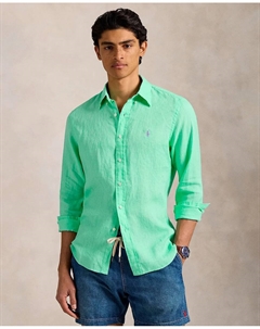 Мужская льняная рубашка, стандартный крой, мятно-зеленый Polo ralph lauren