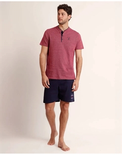 Мужская короткая пижама из пике бордового цвета, бордовый Admas