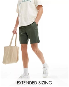 Эластичные шорты чинос узкого кроя цвета хаки Design стандартной длины Asos