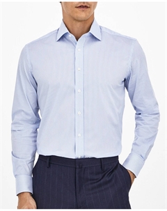 Узкая мужская рубашка в голубую полоску, светло-синий Hackett