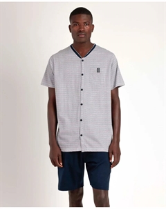 Мужская открытая короткая пижама из синего трикотажа, синий Admas