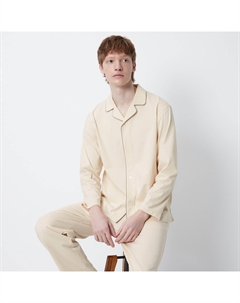 Пижама AIRism хлопковая с длинным рукавом, светло-бежевый Uniqlo