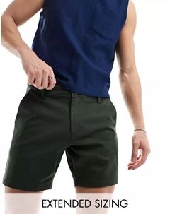 Облегающие шорты чинос средней длины цвета хаки Asos