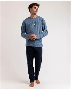 Мужская длинная синяя трикотажная пижама, синий Admas