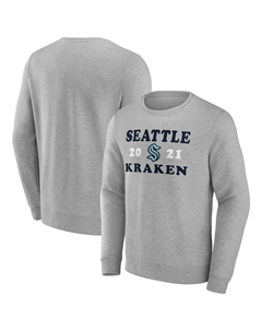 Мужской пуловер с логотипом Heather Charcoal Seattle Kraken Fierce Competitor Fanatics