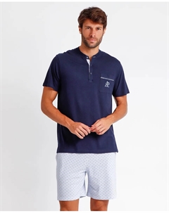 Мужская короткая синяя трикотажная пижама, синий Admas