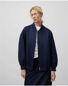 Женская длинная куртка-бомбер из льна, тёмно-синий Adolfo dominguez