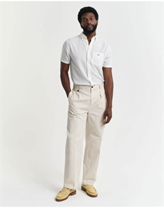 Мужская льняная рубашка с короткими рукавами и нагрудным карманом, белый Gant