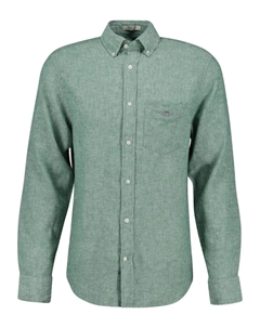 Мужская льняная рубашка с короткими рукавами и нагрудным карманом, зеленый Gant