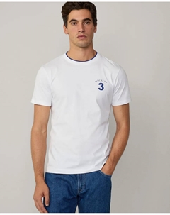 Мужская футболка с коротким рукавом и вышитым номером, белый Hackett