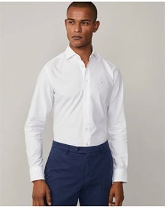 Мужская рубашка приталенного кроя с вышитым логотипом, белый Hackett