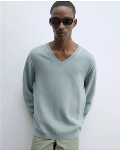 Тонкий свитер с V-образным вырезом, аквамарин Сфера