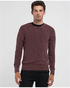Мужской свитер с длинными рукавами и круглым вырезом, гранатовый Replay