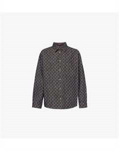 Двусторонняя утепленная рубашка свободного кроя из хлопка, серый Gucci