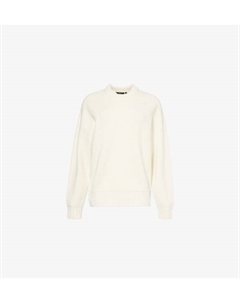 Джемпер из смеси шерсти и кашемира с круглым вырезом и длинными рукавами, белый Theory