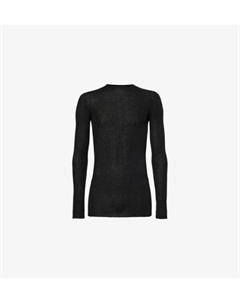 Шерстяной джемпер облегающего кроя с круглым вырезом в рубчик, черный Rick owens