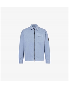 Верхняя рубашка из хлопка и габардина с застежкой-молнией спереди и длинными рукавами, фиолетовый C.p. company