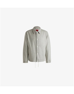 Фирменная куртка с воротником-стойкой из смесовой шерсти, бежевый Hugo