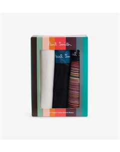 Комплект из трех трусов-боксеров из эластичного хлопка с логотипом и поясом, мультиколор Paul smith