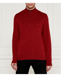 Свитер мужской шерстяной с воротником на молнии, красный Boss