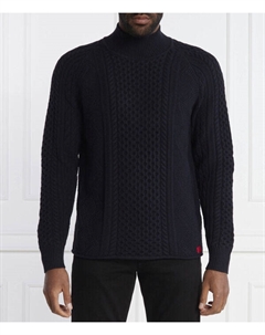Свитер мужской шерстяной с узором, синий Hugo
