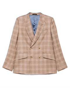 Клетчатый двубортный пиджак, коричневый Paul smith