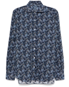 Рубашка с принтом листьев, синий Barba