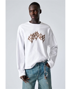 Рубашка свободного кроя с длинными рукавами и графическим принтом, белый Weekday