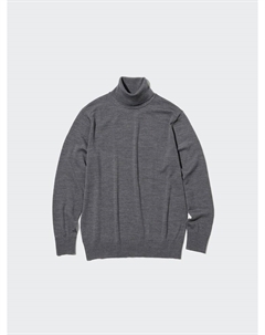 Джемпер с высоким воротом из мериноса, цвет 07 серый Uniqlo