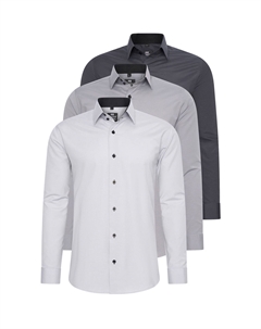 Рубашка (3 шт) с длинными рукавами, приталенного кроя, серый Rusty neal