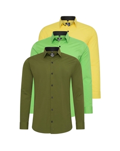 Рубашка (3 шт) с длинными рукавами, приталенного кроя, зеленый Rusty neal